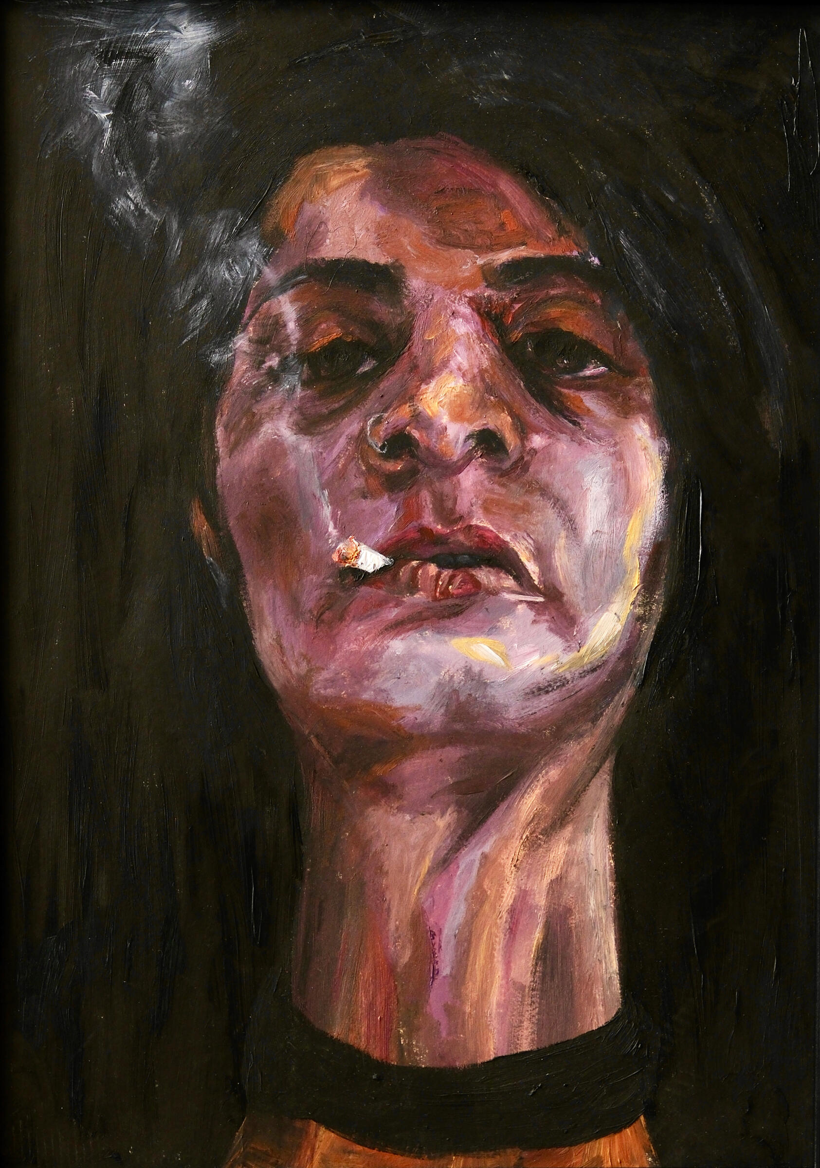 Self-Portrait III · Oil paint on cardboard · 30 × 45 cm