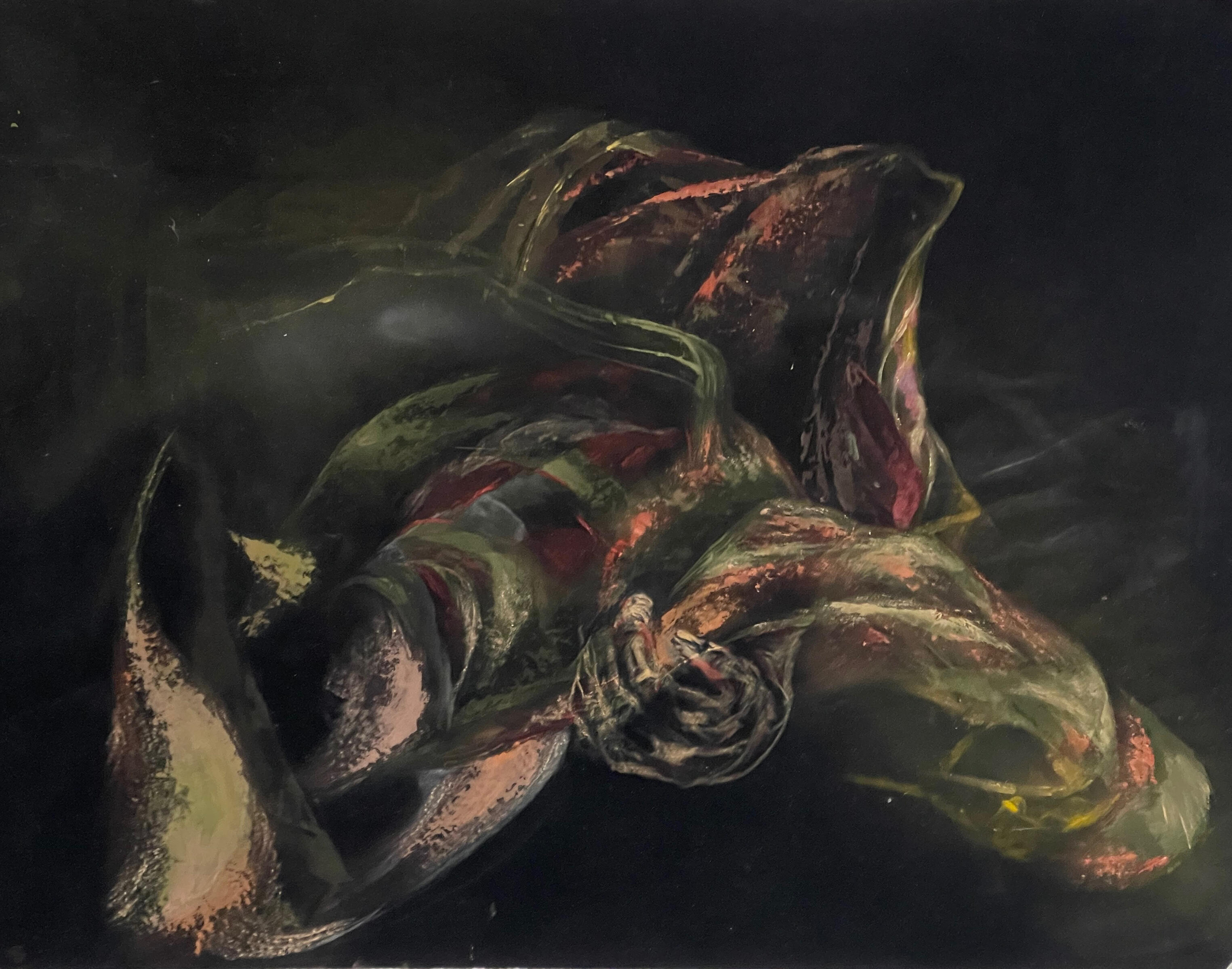 The Bird’s Dream, 2024 · Oil pastel on fabric · 80 × 60 cm