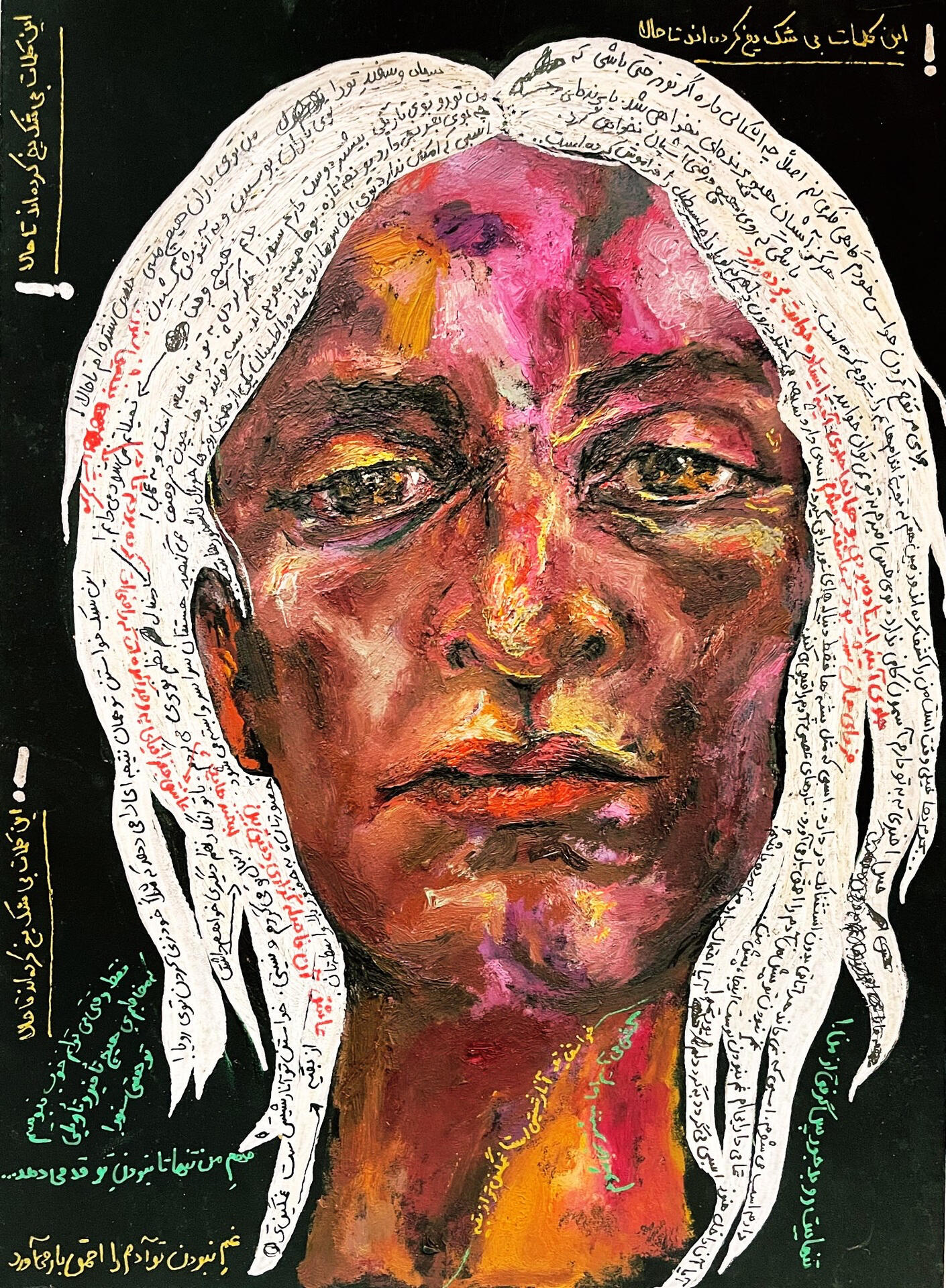 Letters II, 2024 · Mixed media on cardboard · 27 × 33 cm