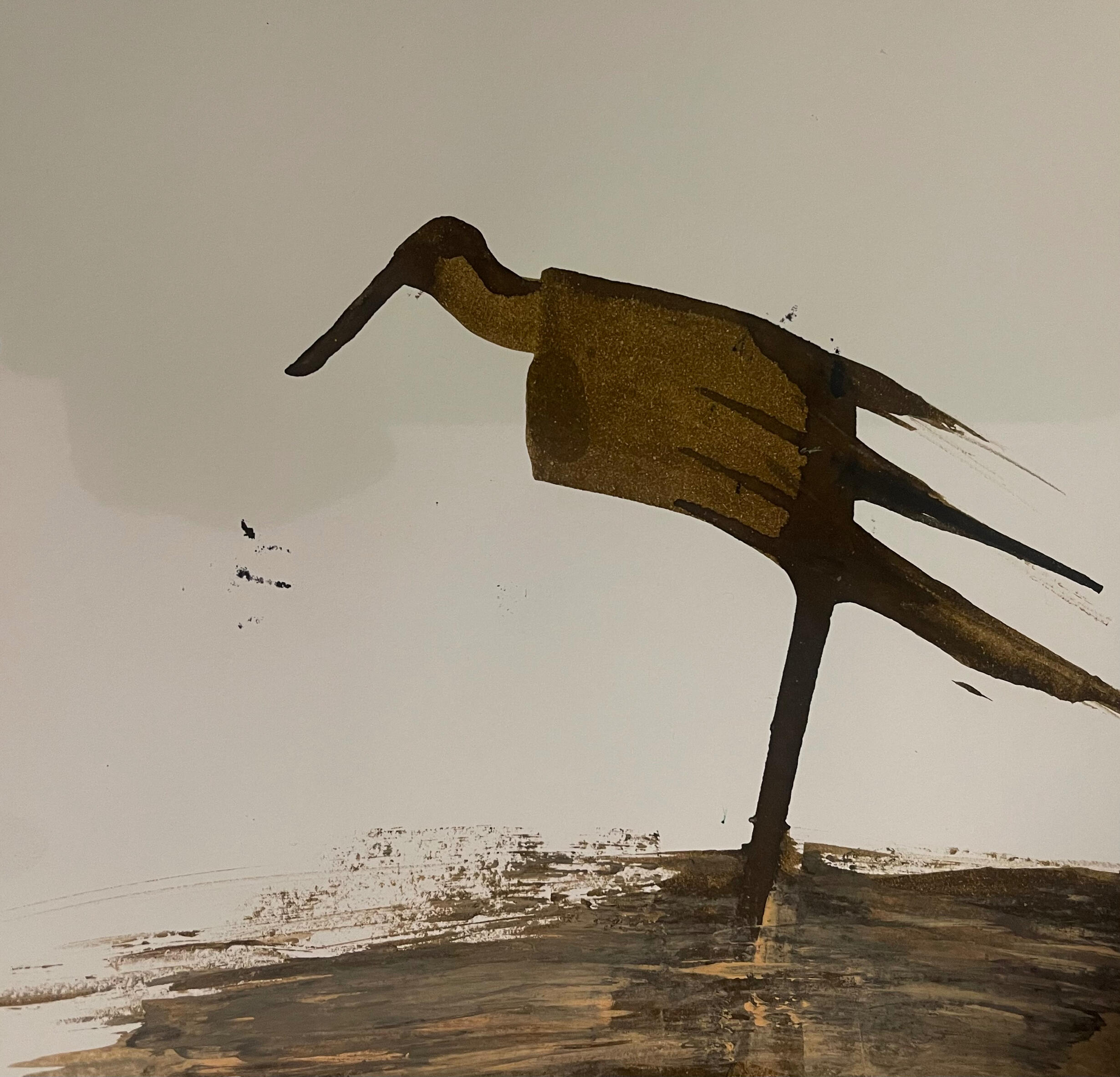 Detail of a stylized bird on a pale ground from Non-Migrant Birds.